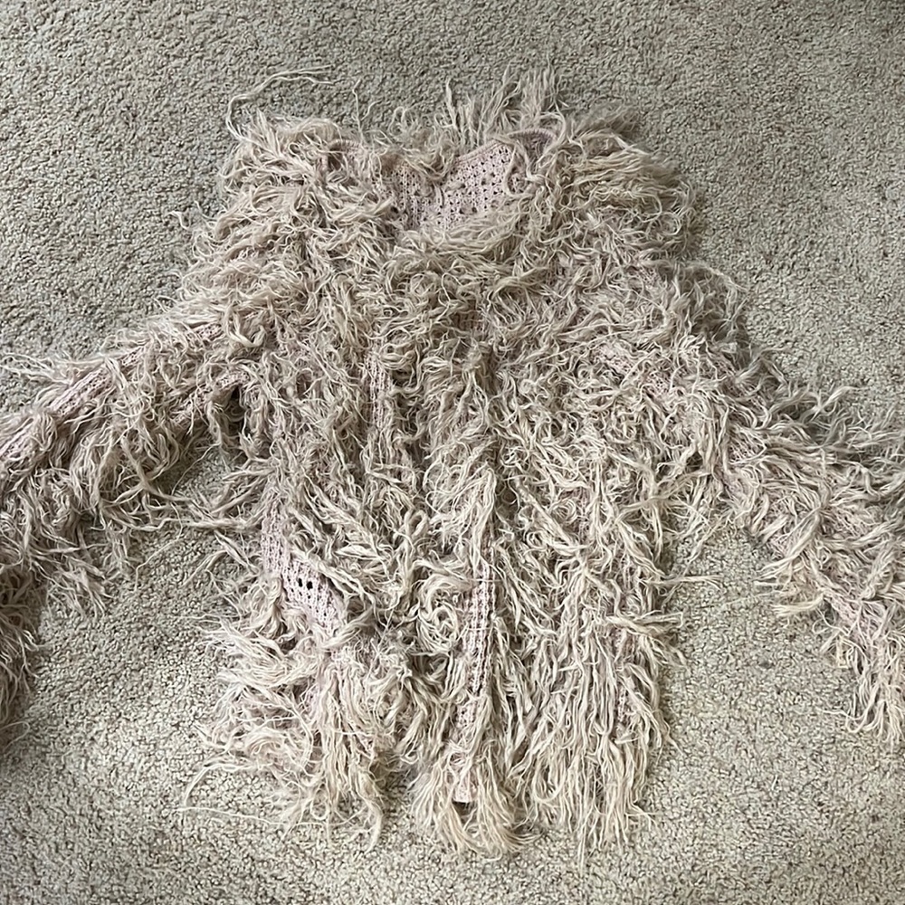 Free People Shaggy Jacket in Long Cream Fur Sz M